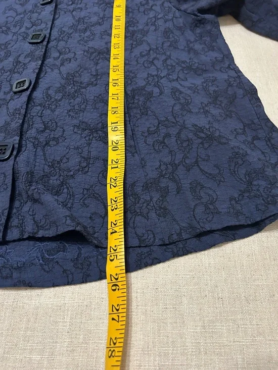 Habitat Shirt Women’s L Navy Floral Boho Lagenlook - Picture 11 of 16